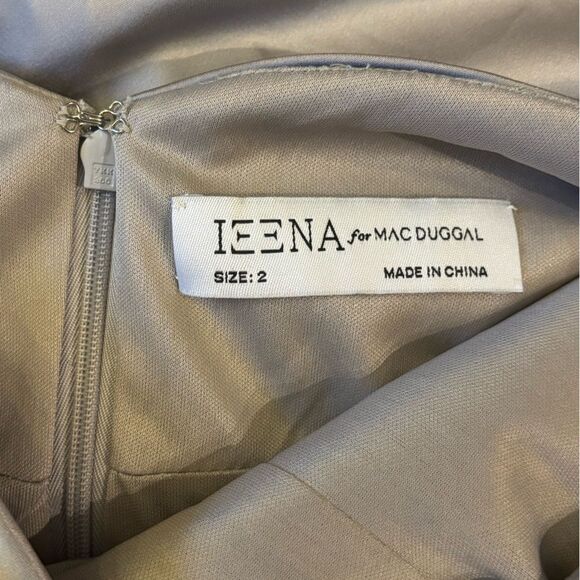 Mac Duggal Ieena NWT Elegant Silver Platinum Satin Maxi Evening Gown Size 2 - Picture 8 of 13